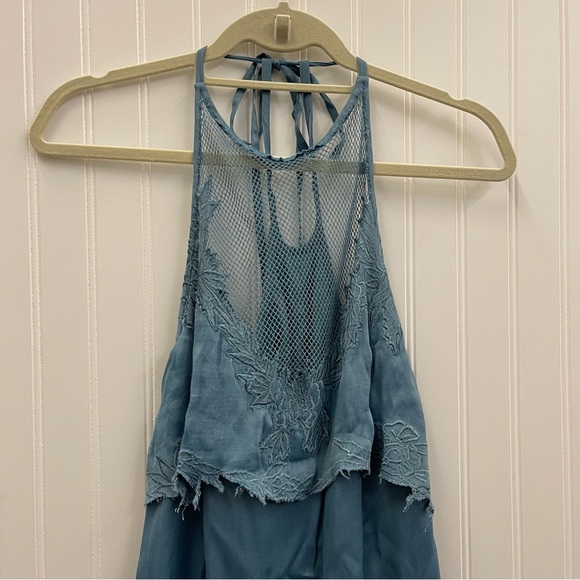 Free People Moonchild Embroidered Halter Maxi Dress Sz 12 - Picture 5 of 15